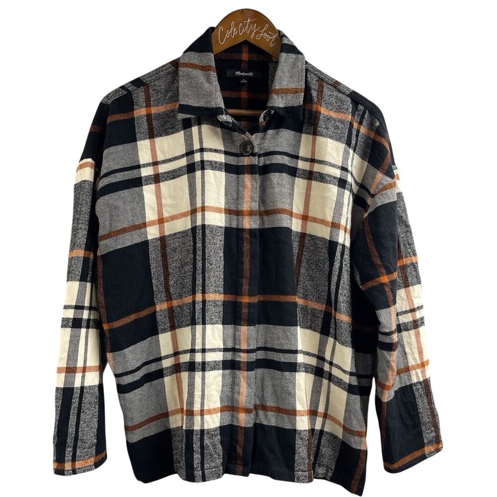 The Perfect Flannel By Madewell Black Orange Small 100% Cotton